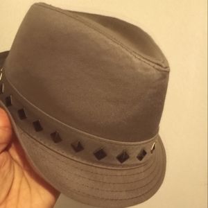 Grey studded fedora